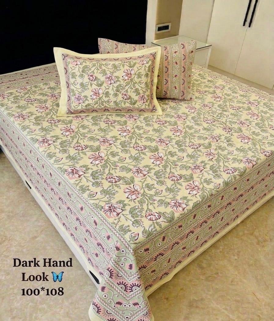 Cotton Printed Double Bedsheet 100*108