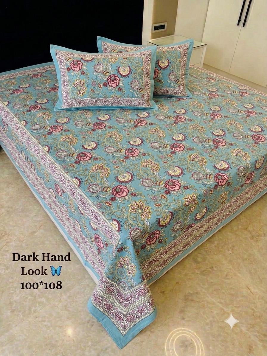 Cotton Printed Double Bedsheet 100*108
