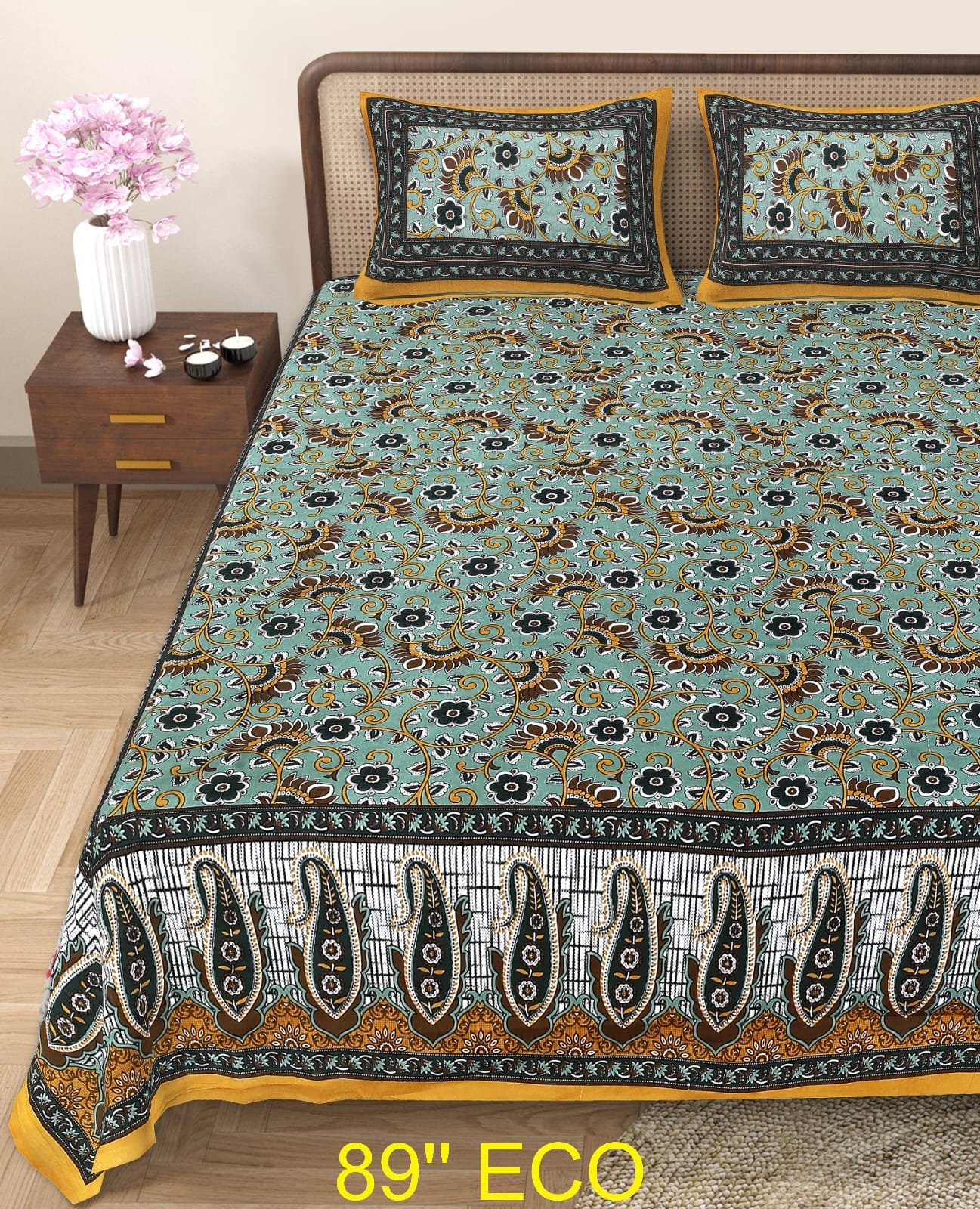Cotton Viscose Printed Double Bedsheet