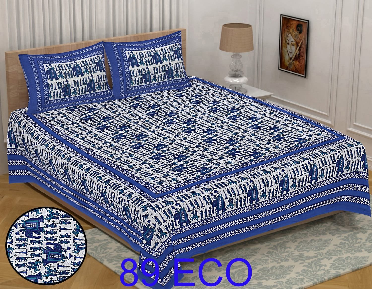 Cotton Viscose Printed Double Bedsheet