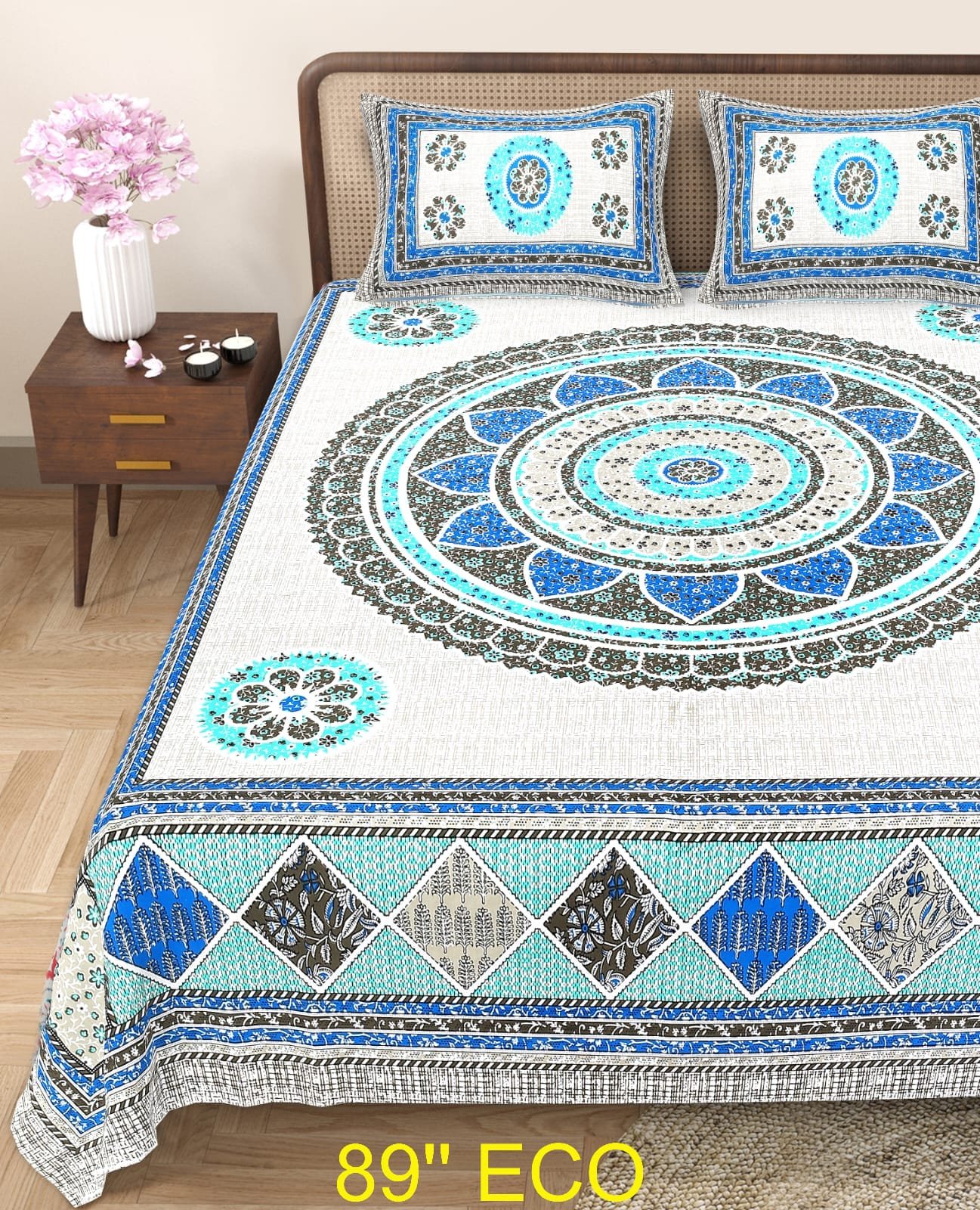Cotton Viscose Printed Double Bedsheet