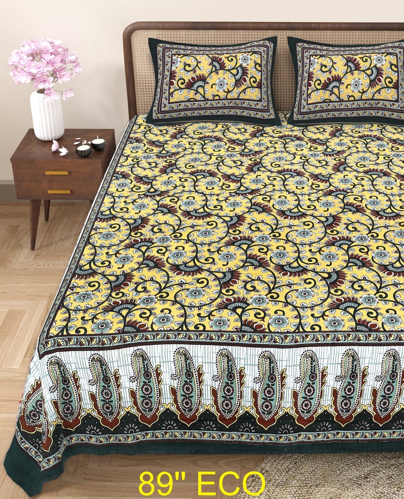 Cotton Viscose Printed Double Bedsheet