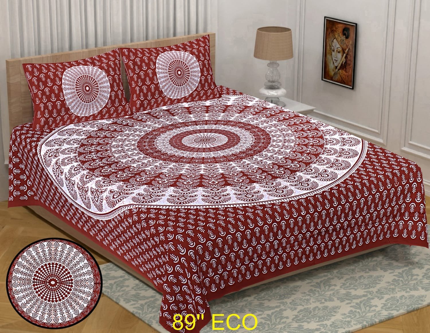 Cotton Viscose Printed Double Bedsheet