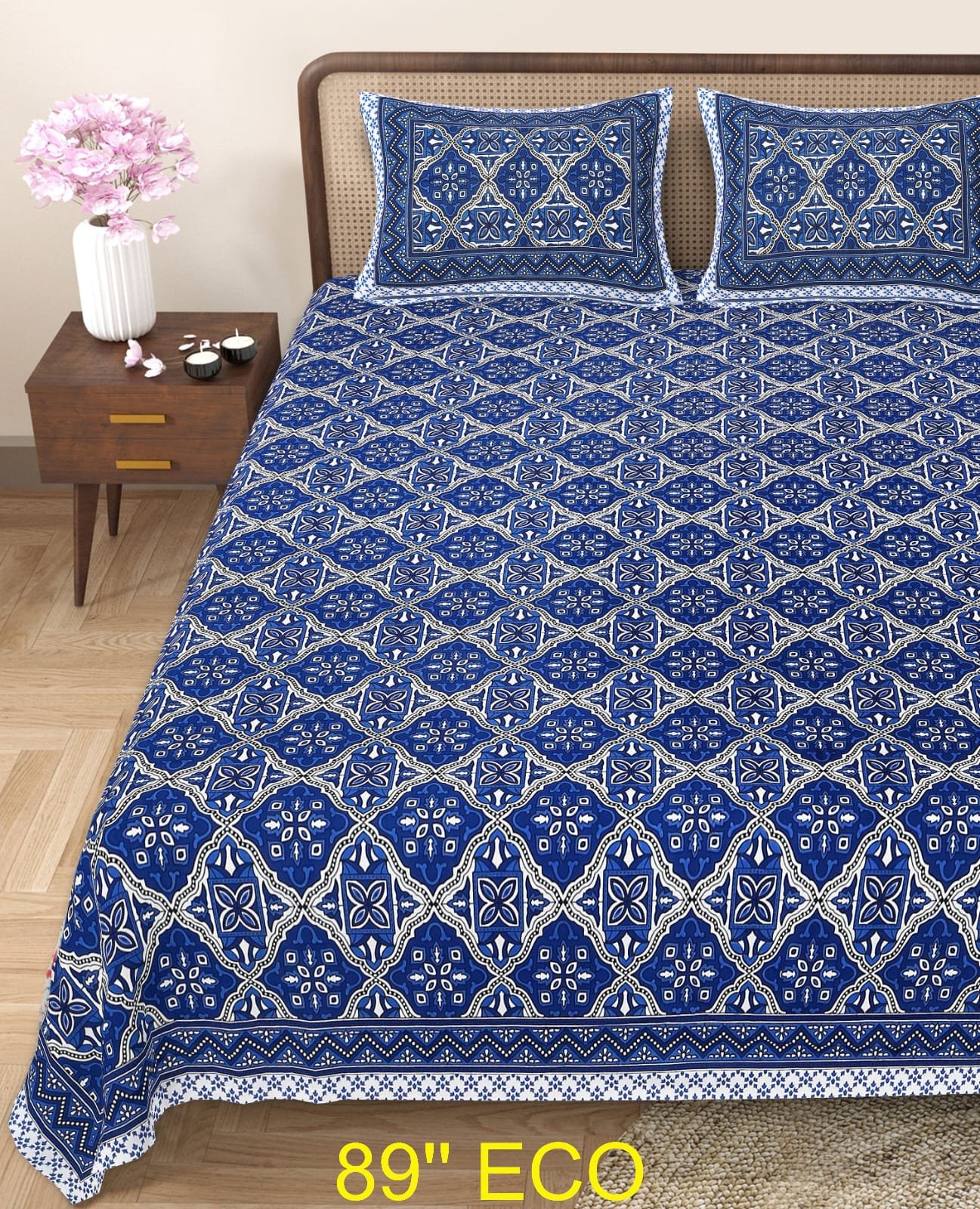 Cotton Viscose Printed Double Bedsheet