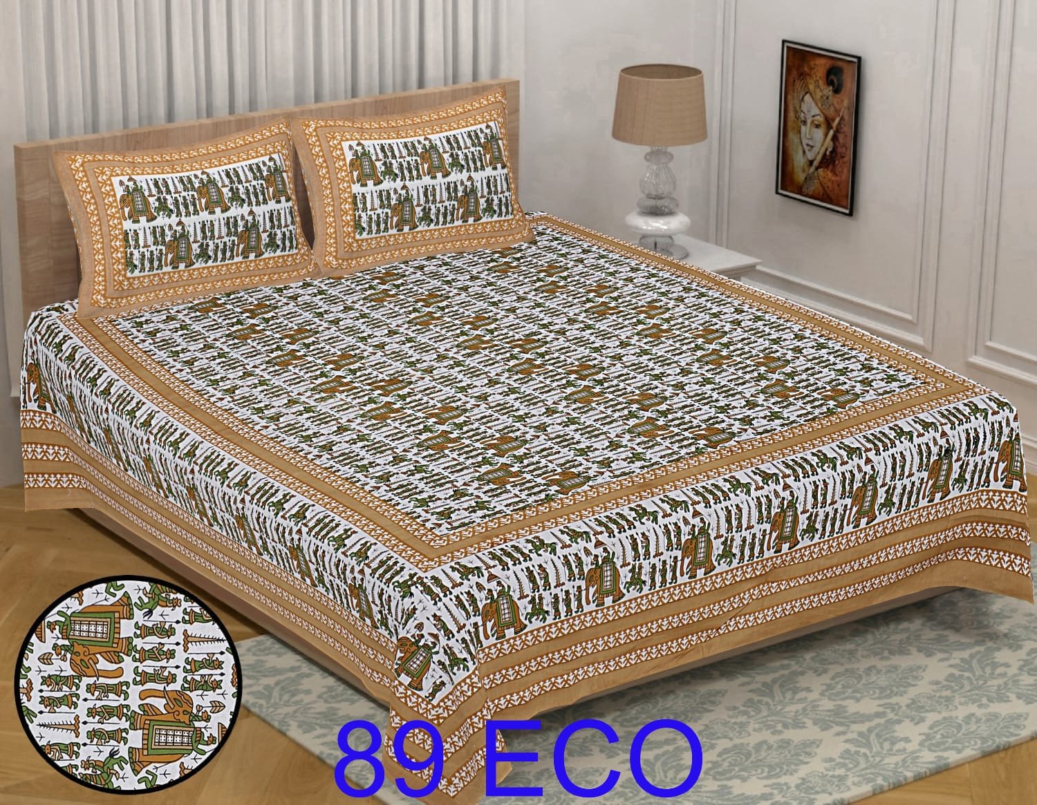 Cotton Viscose Printed Double Bedsheet