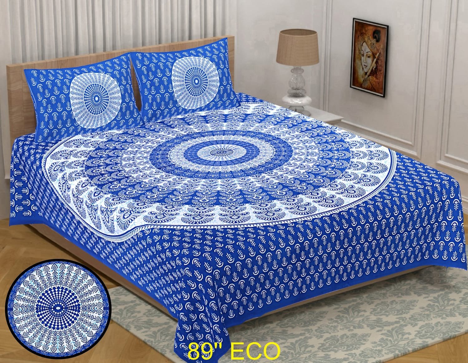 Cotton Viscose Printed Double Bedsheet