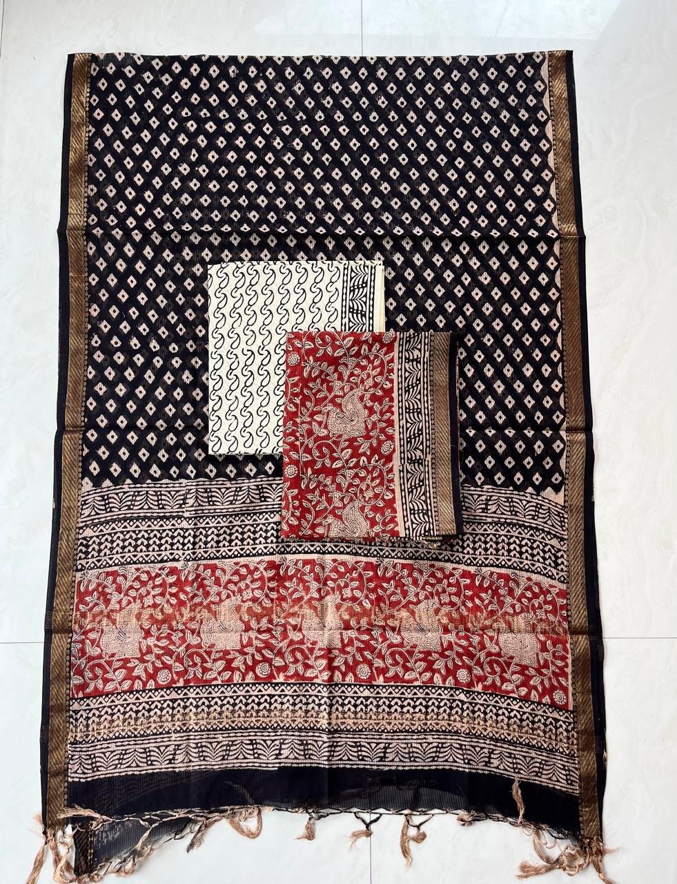 Rib Maheshwari Block Printed Suit