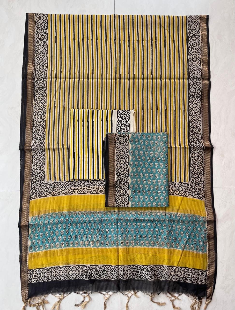 Rib Maheshwari Block Printed Suit