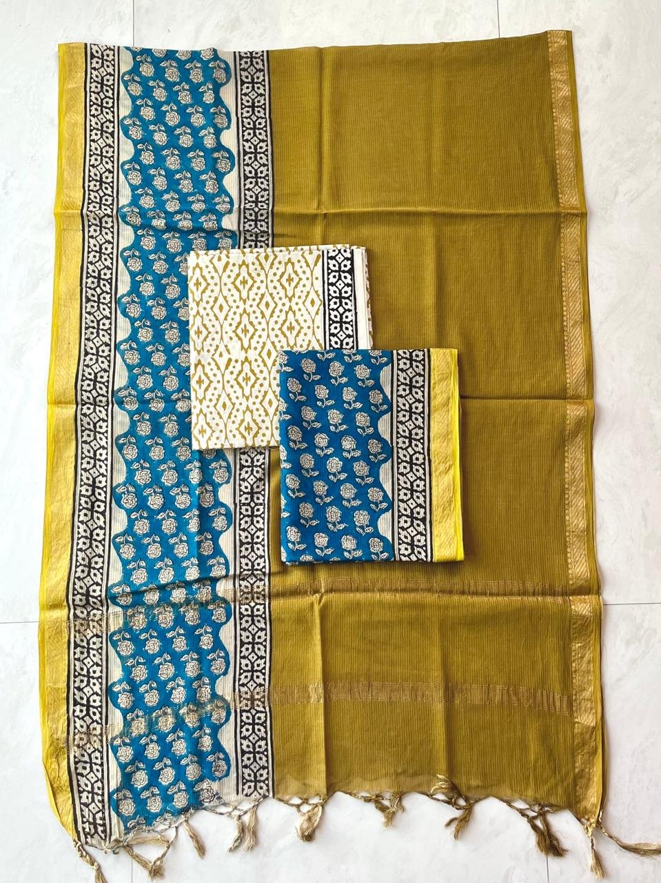 Rib Maheshwari Block Printed Suit