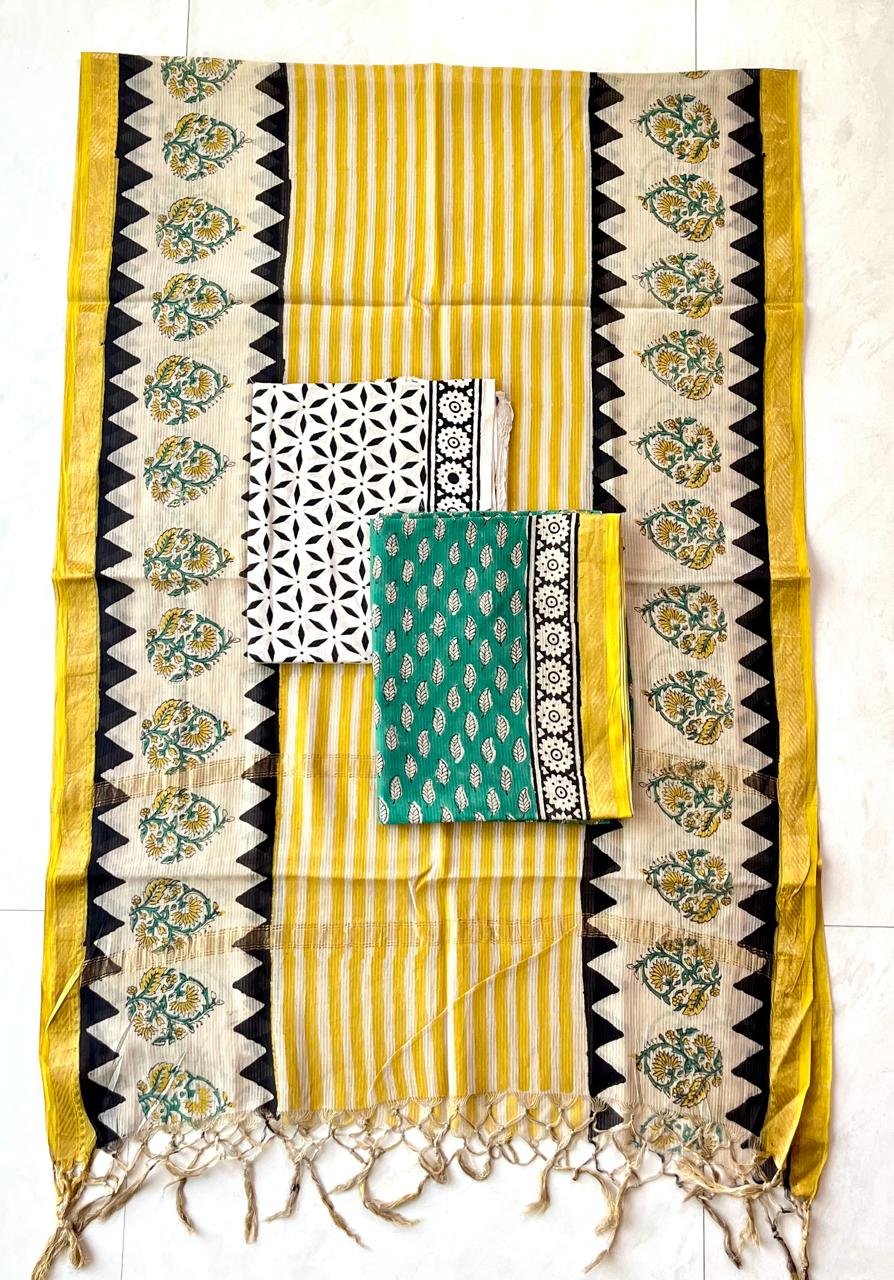 Rib Maheshwari Block Printed Suit