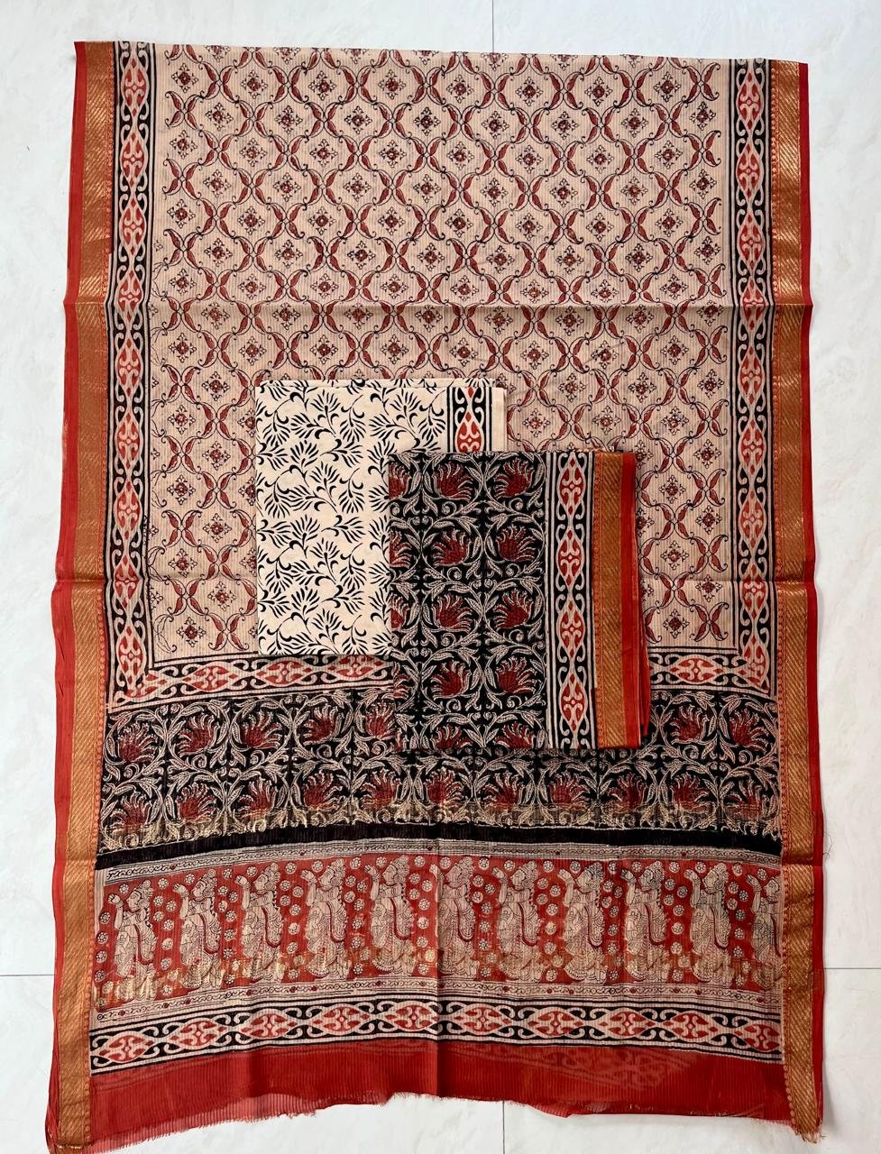 Rib Maheshwari Block Printed Suit