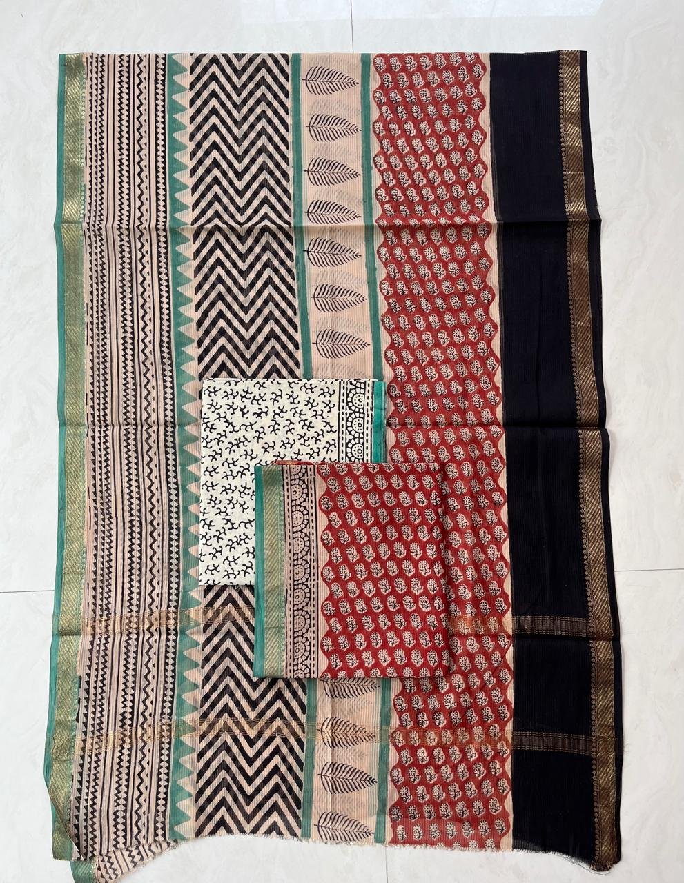 Rib Maheshwari Block Printed Suit