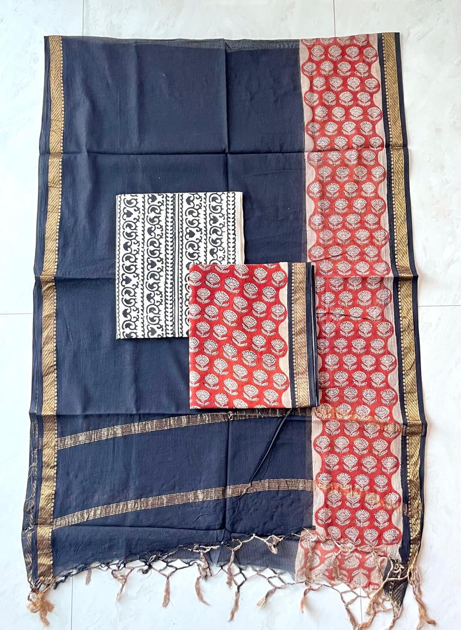 Rib Maheshwari Block Printed Suit