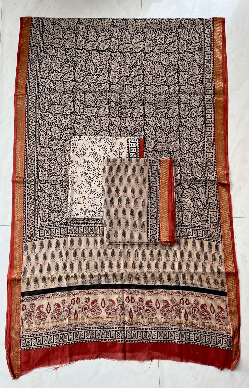 Rib Maheshwari Block Printed Suit