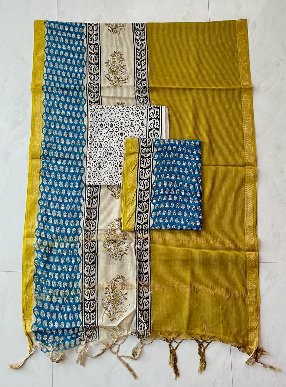 Rib Maheshwari Block Printed Suit