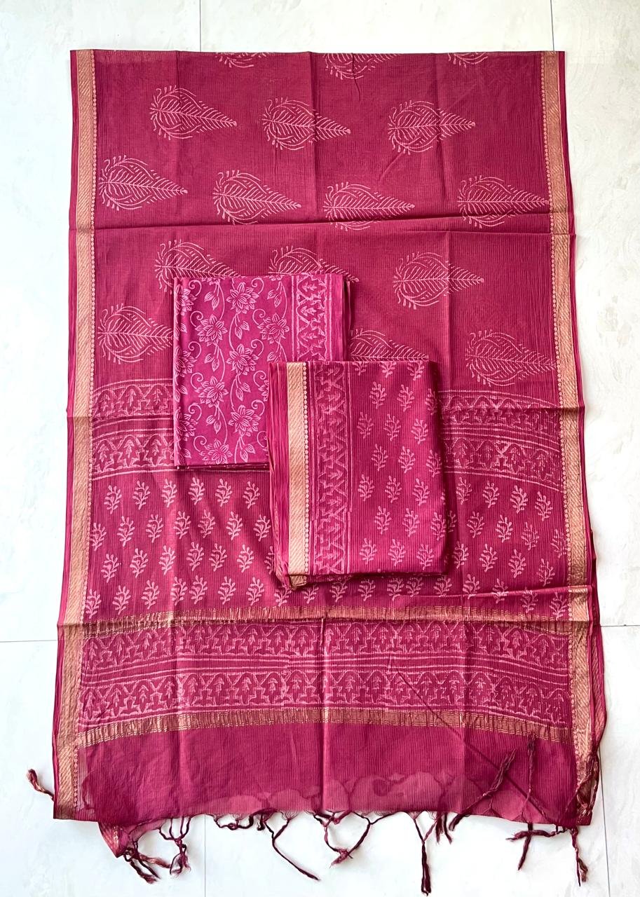 Rib Maheshwari Block Printed Suit
