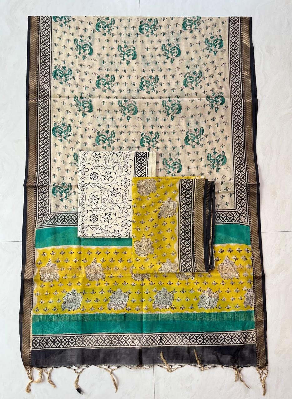Rib Maheshwari Block Printed Suit