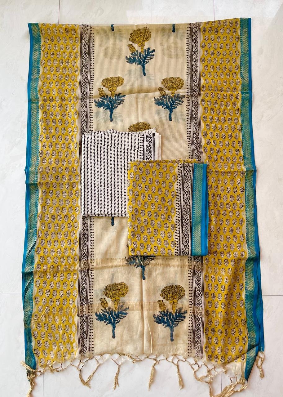Rib Maheshwari Block Printed Suit