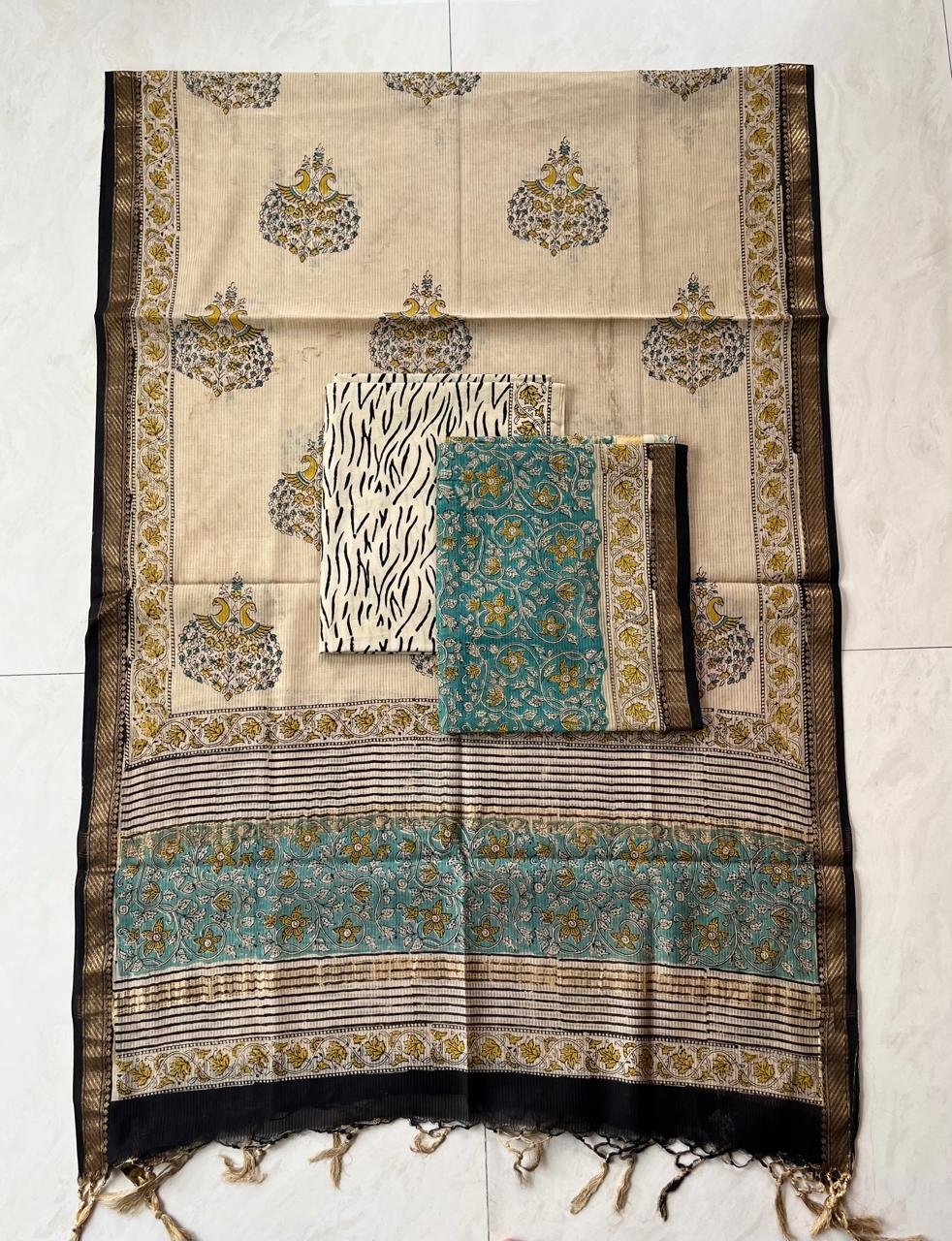 Rib Maheshwari Block Printed Suit