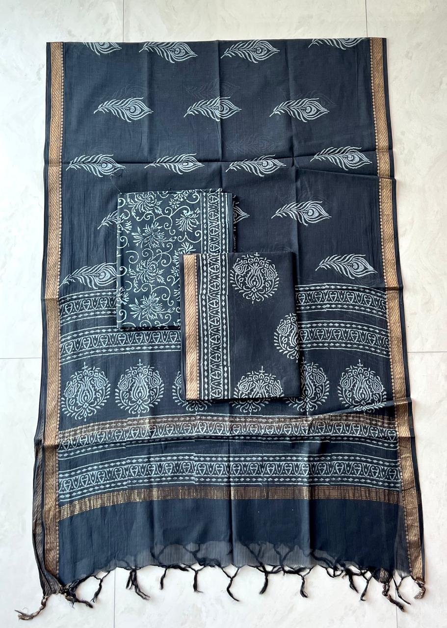 Rib Maheshwari Block Printed Suit