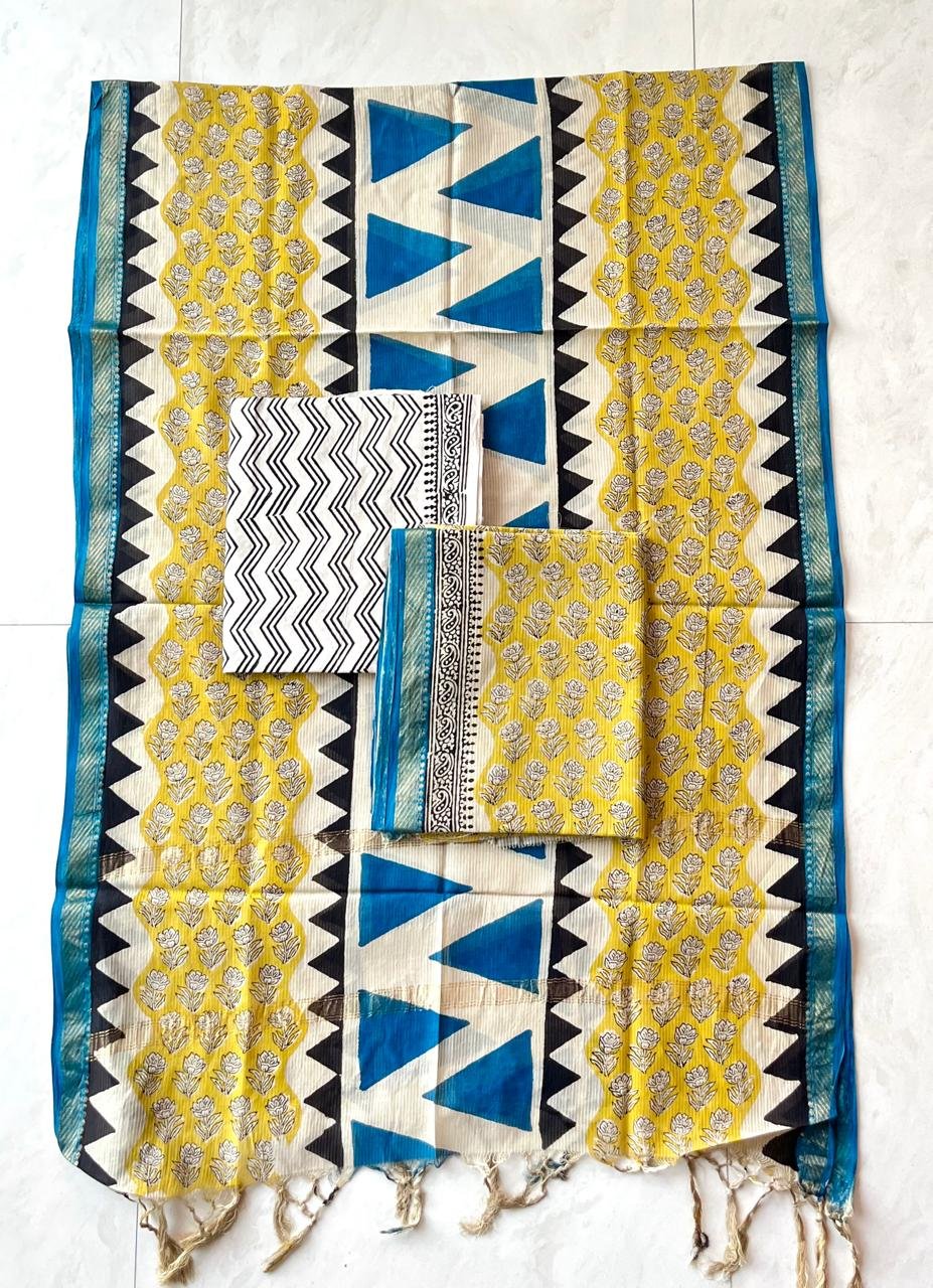 Rib Maheshwari Block Printed Suit