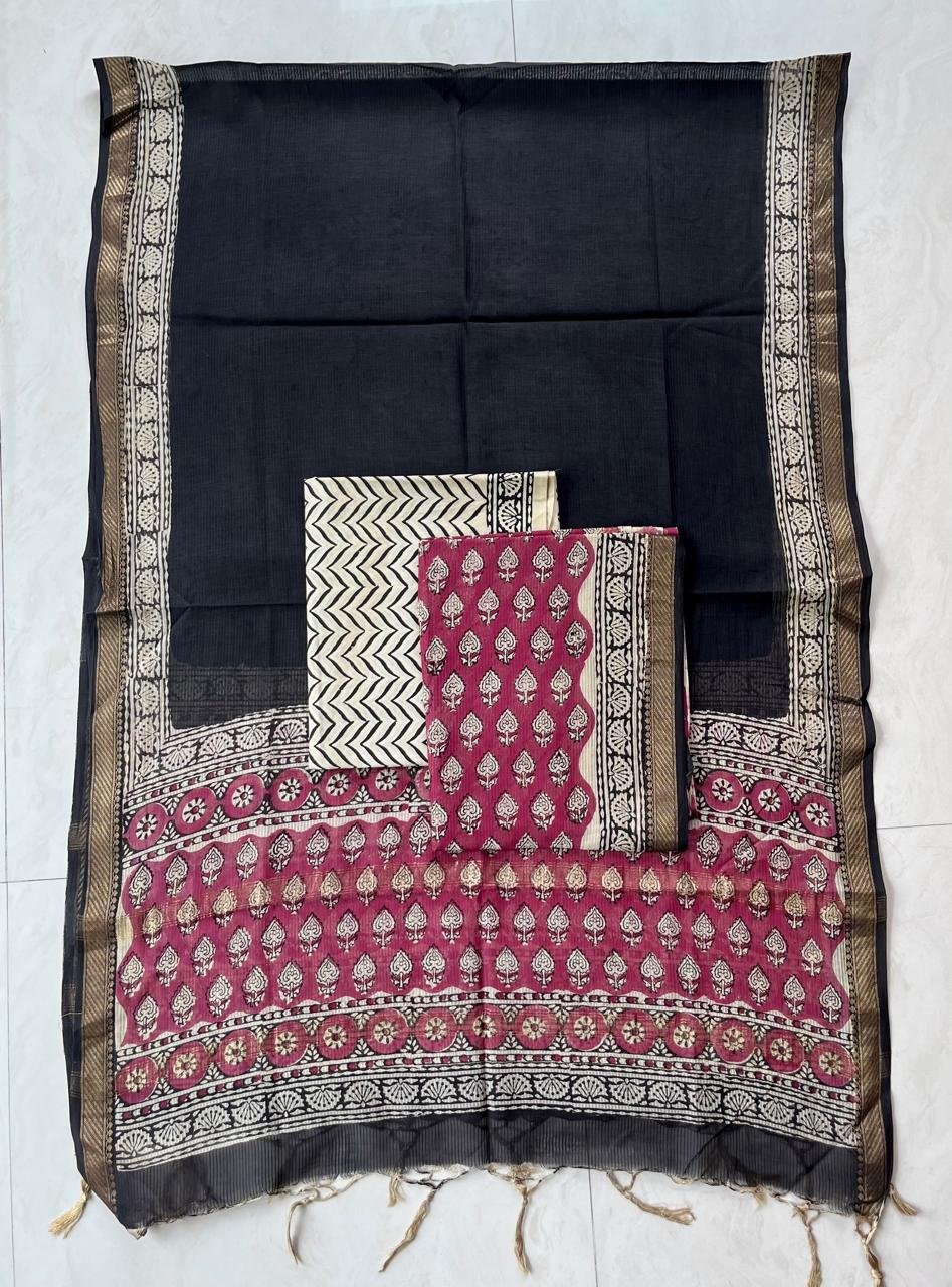 Rib Maheshwari Block Printed Suit