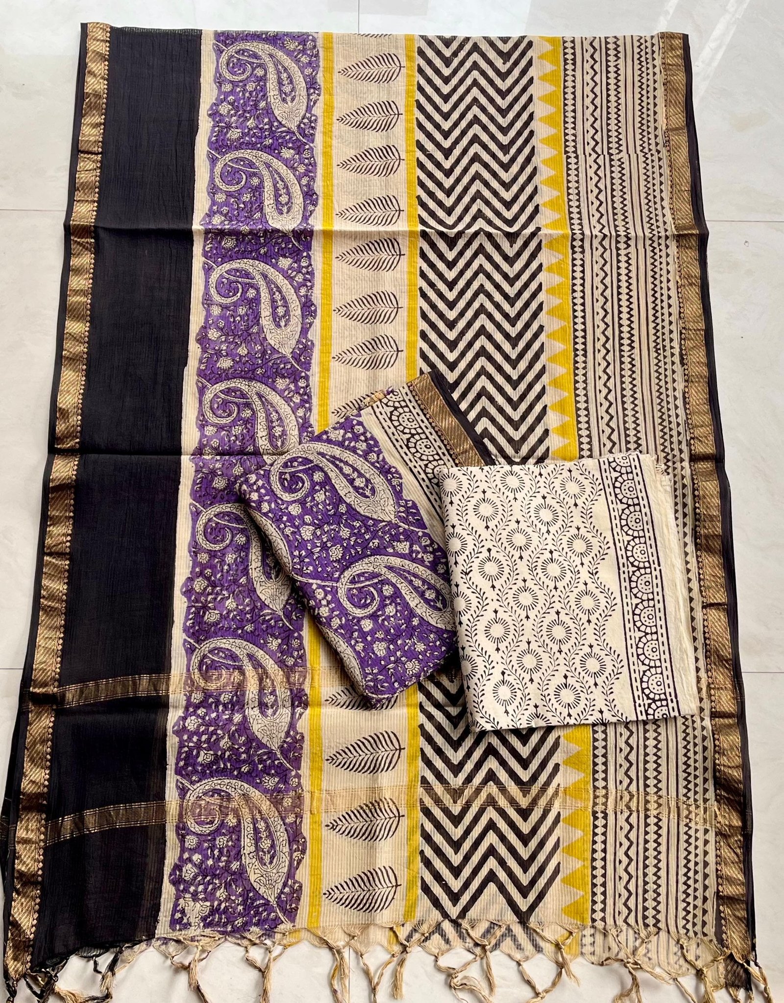Rib Maheshwari Block Printed Suit