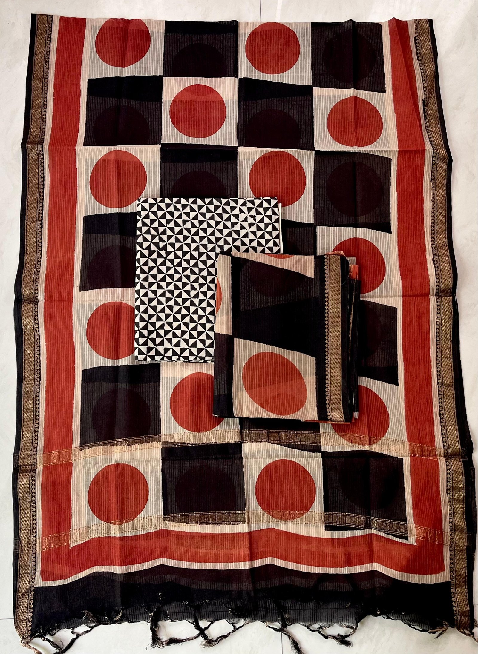 Rib Maheshwari Block Printed Suit