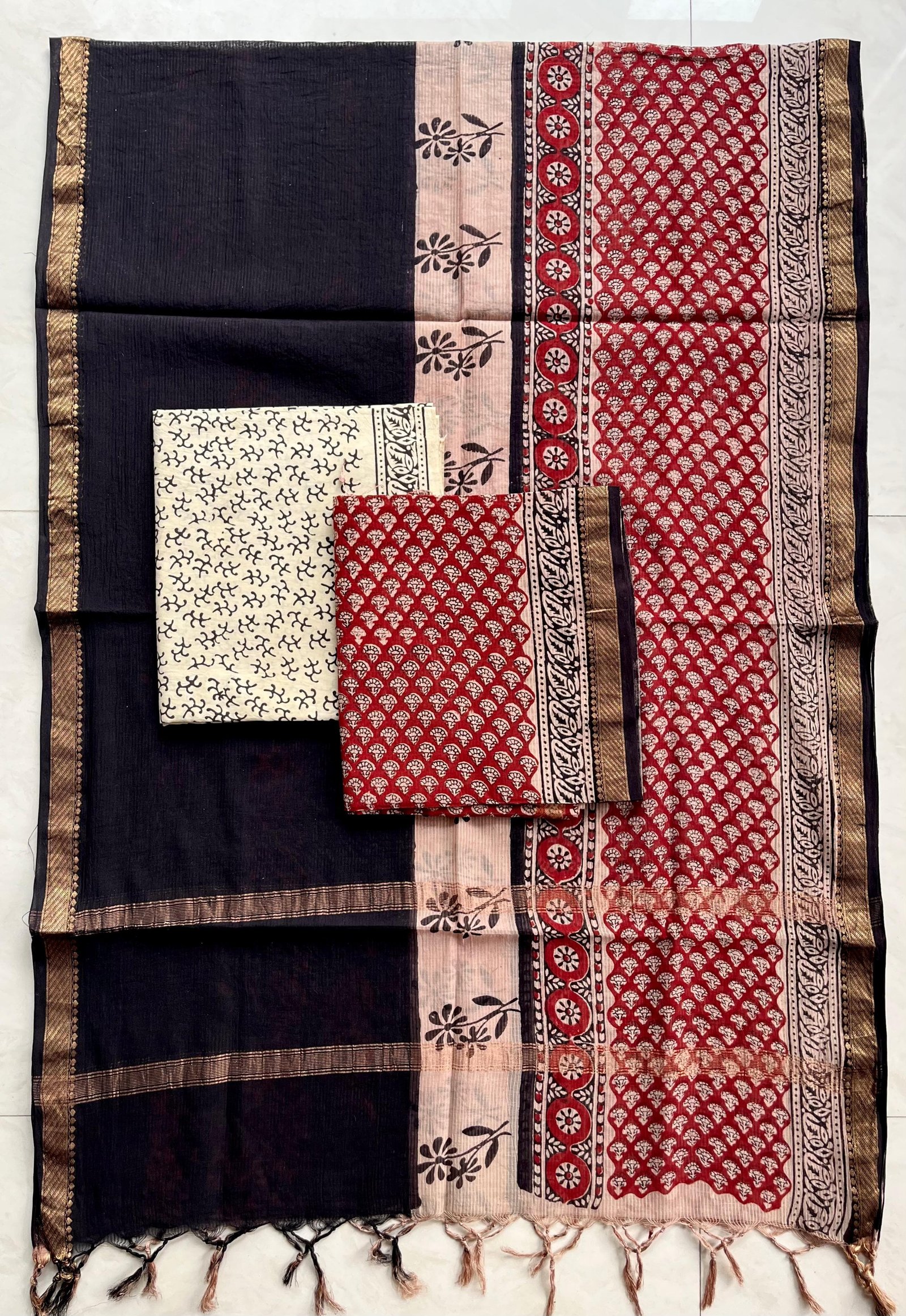 Rib Maheshwari Block Printed Suit