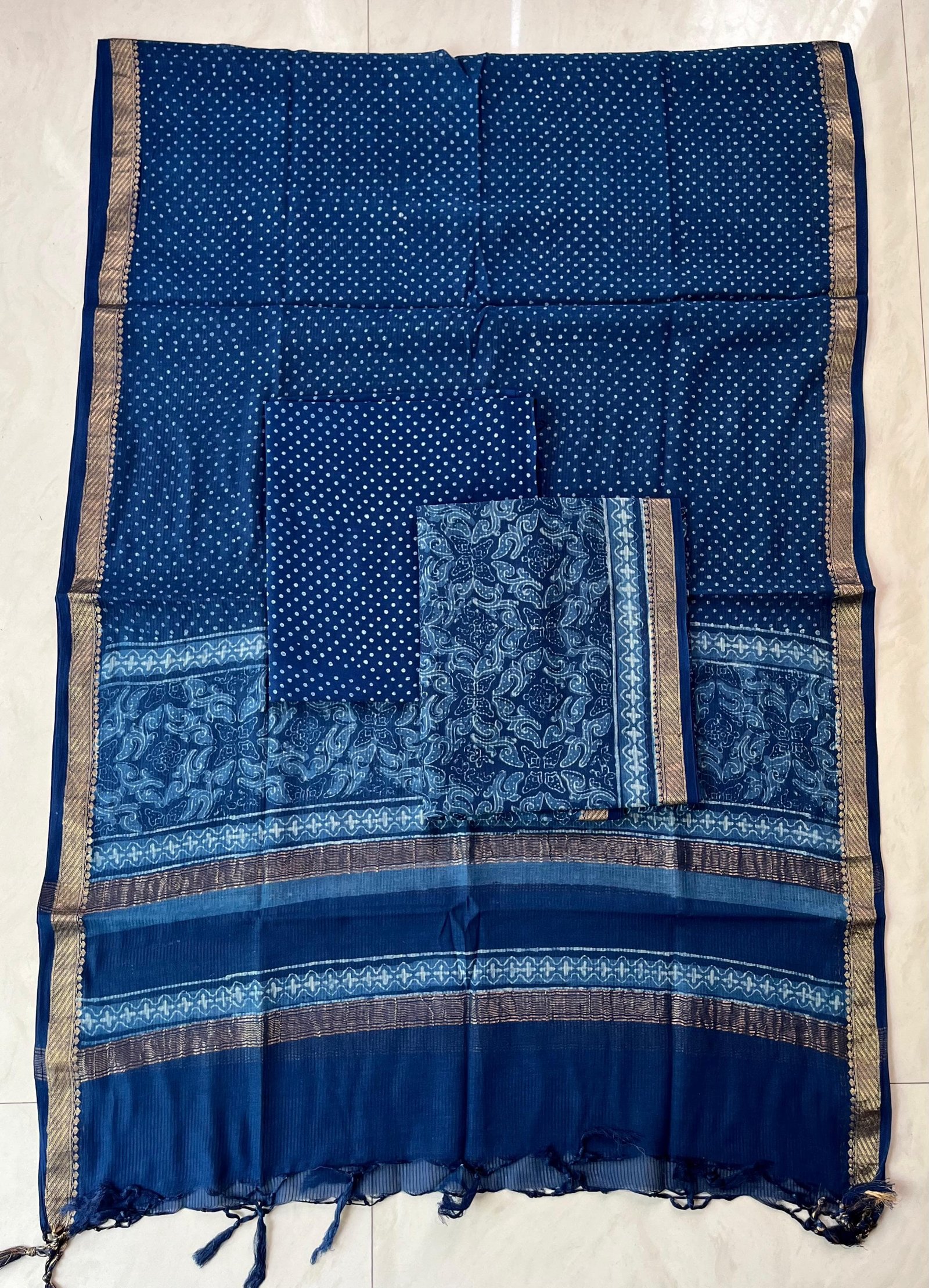 Rib Maheshwari Block Printed Suit