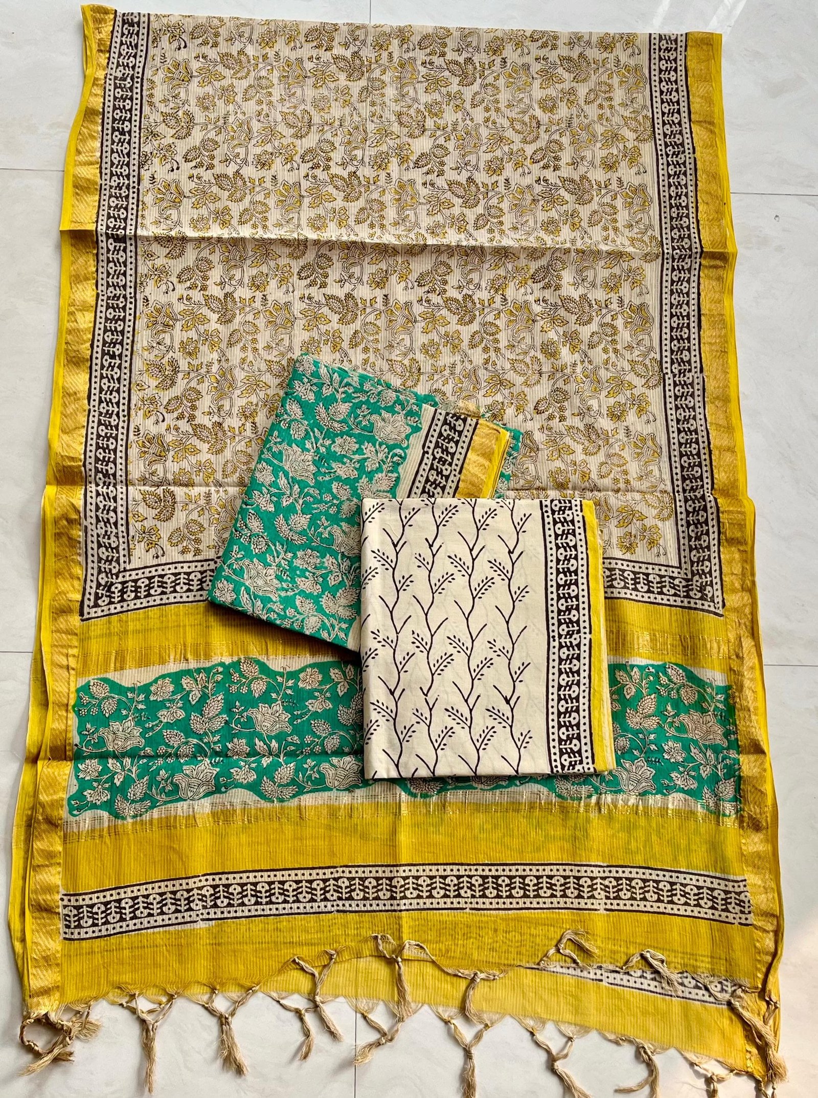 Rib Maheshwari Block Printed Suit