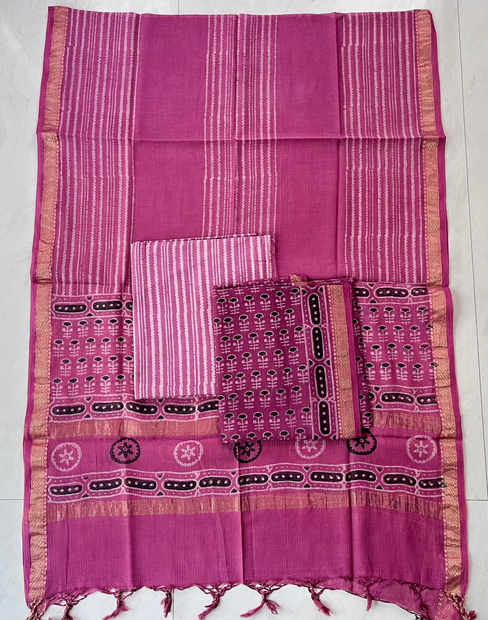 Rib Maheshwari Block Printed Suit