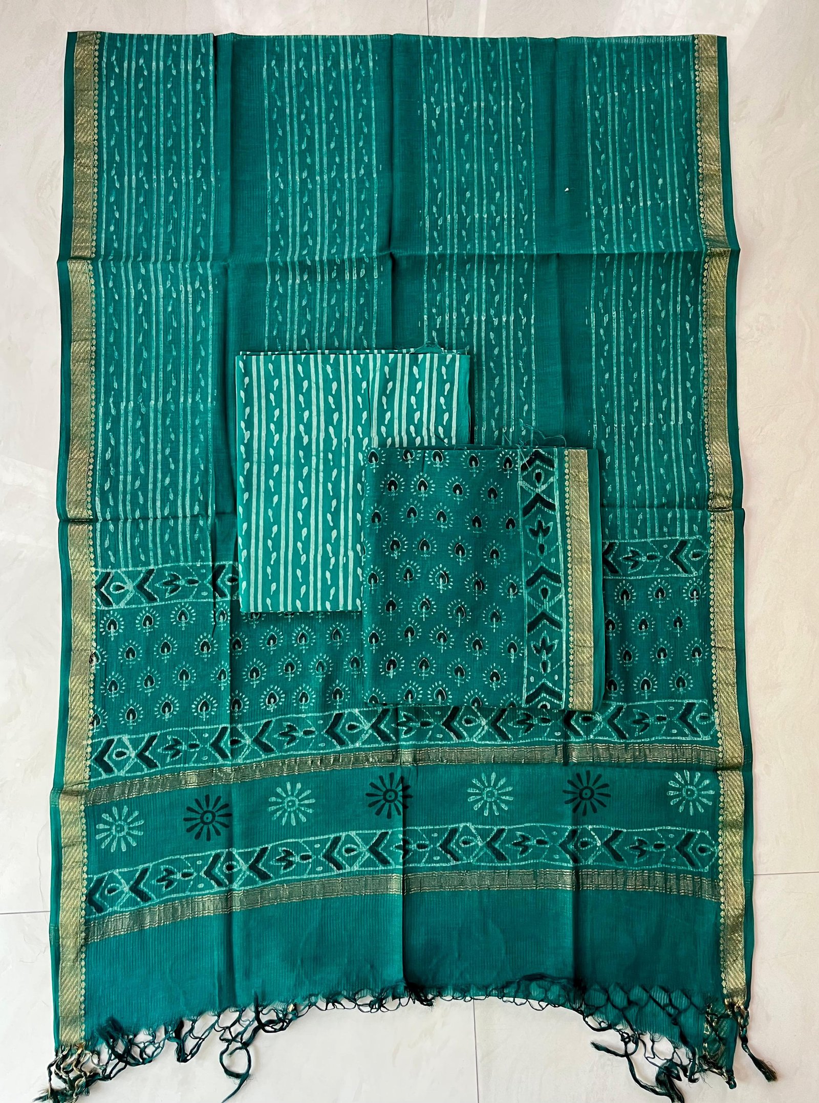 Rib Maheshwari Block Printed Suit