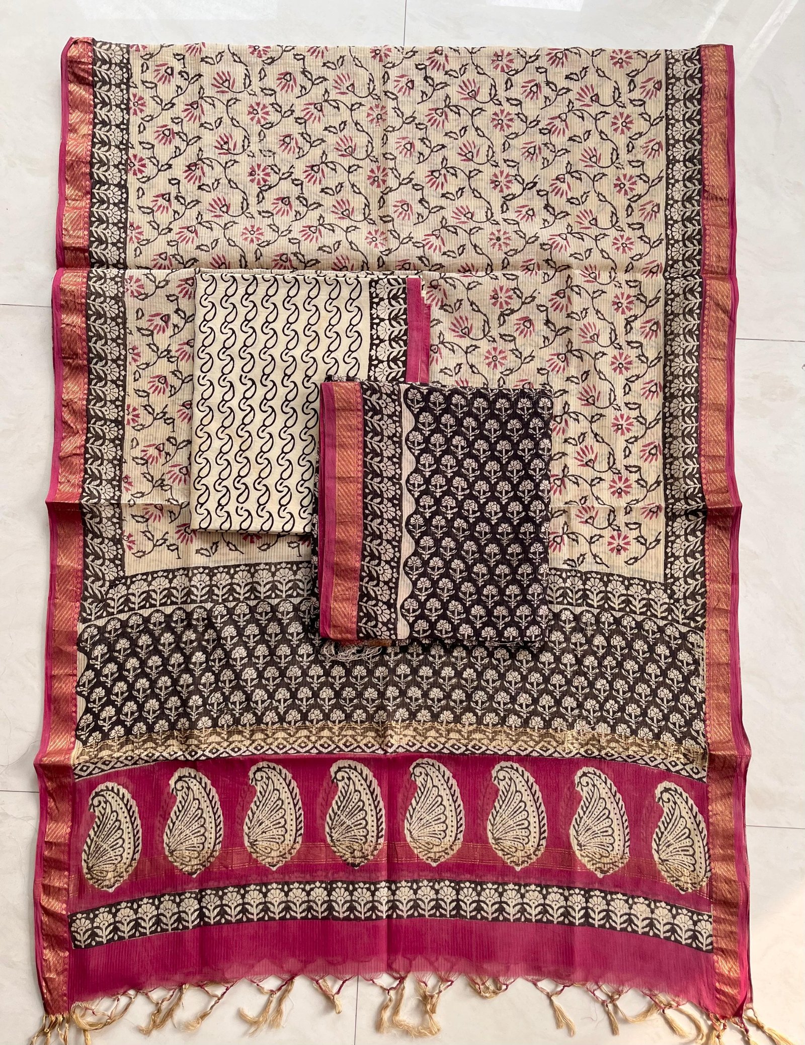 Rib Maheshwari Block Printed Suit