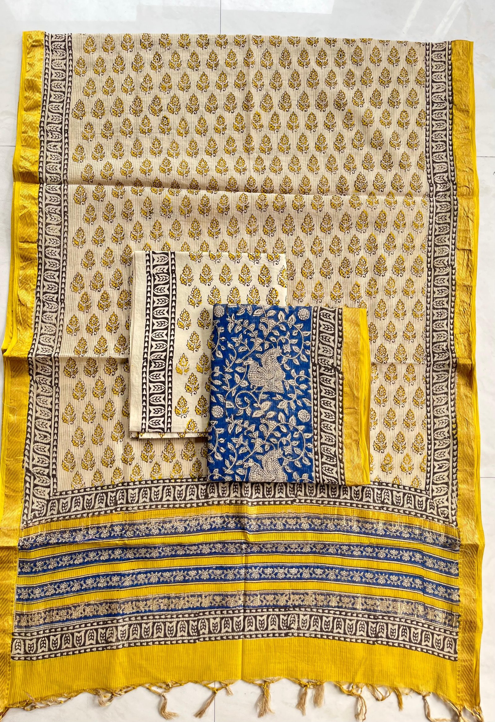 Rib Maheshwari Block Printed Suit