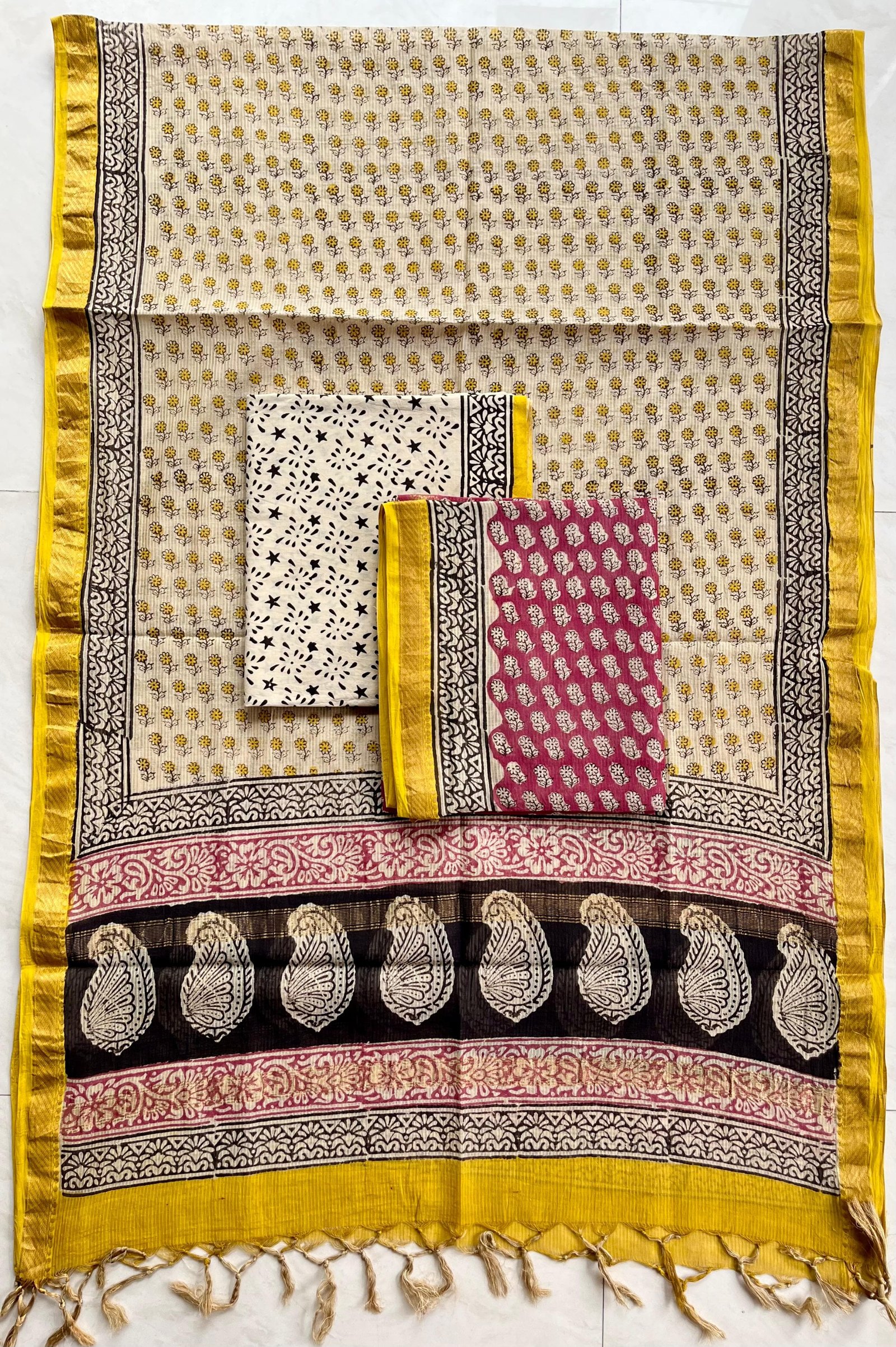 Rib Maheshwari Block Printed Suit
