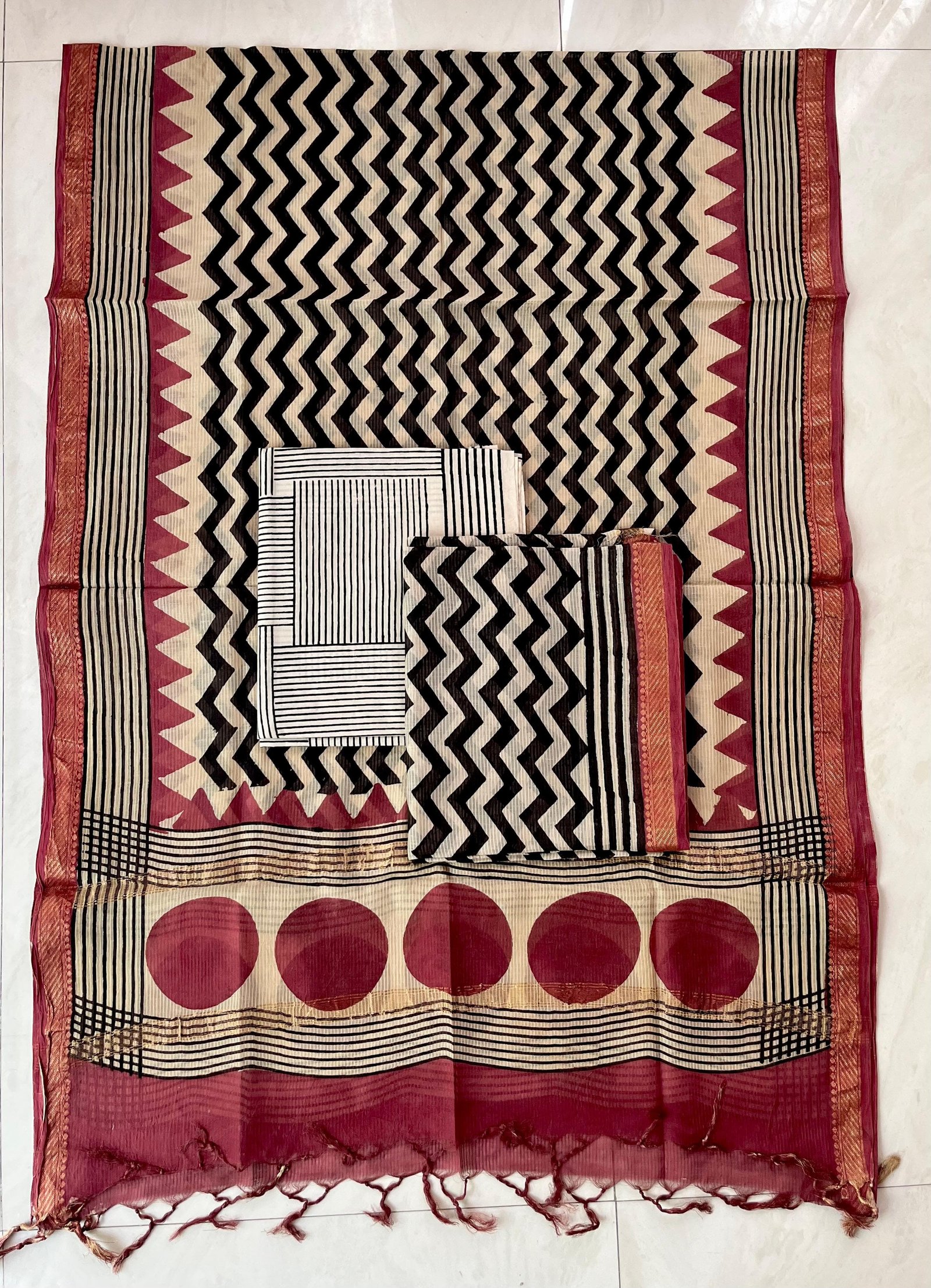 Rib Maheshwari Block Printed Suit