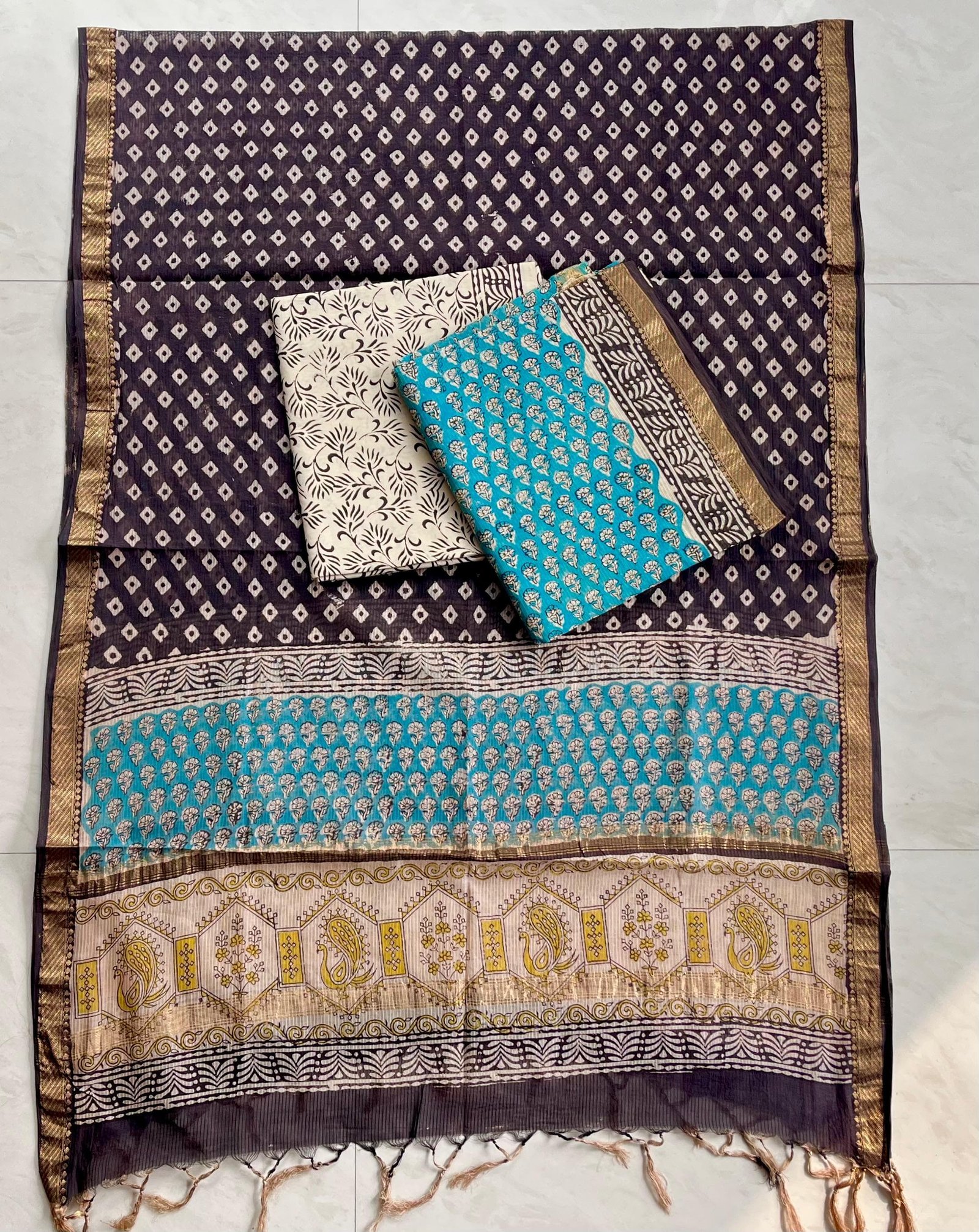 Rib Maheshwari Block Printed Suit