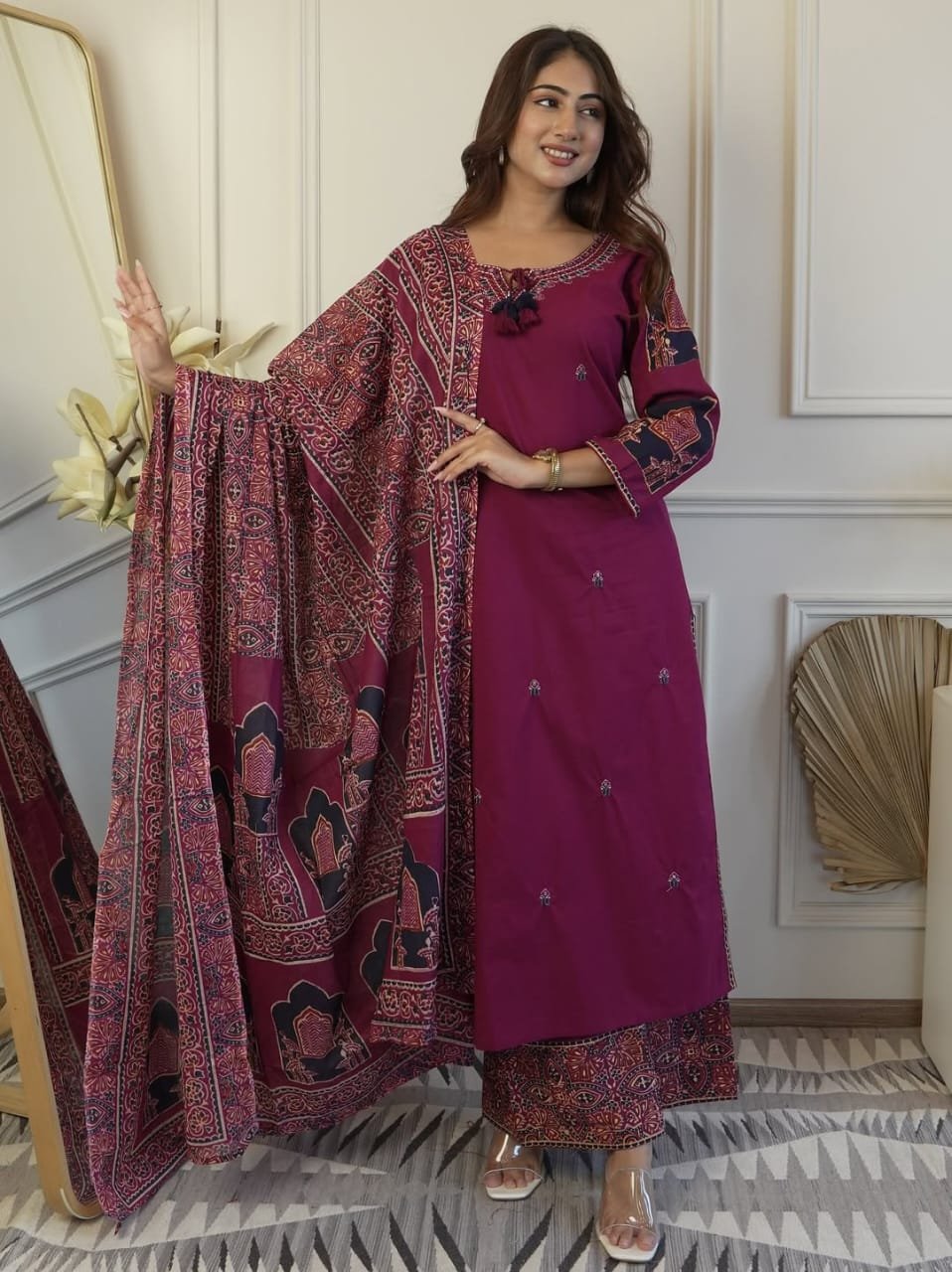 Cotton Embroidered Stitched Suit Set