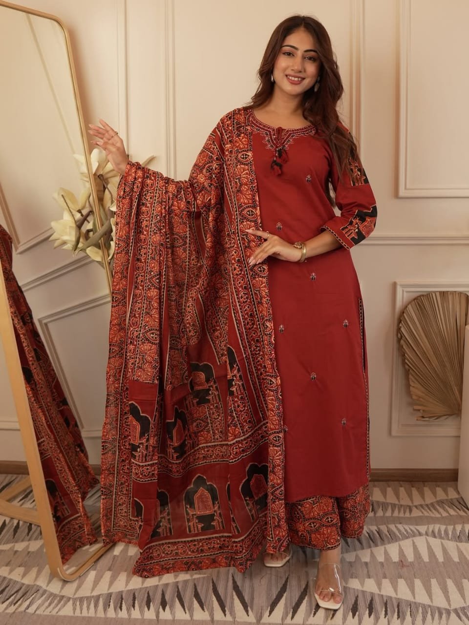 Cotton Embroidered Stitched Suit Set