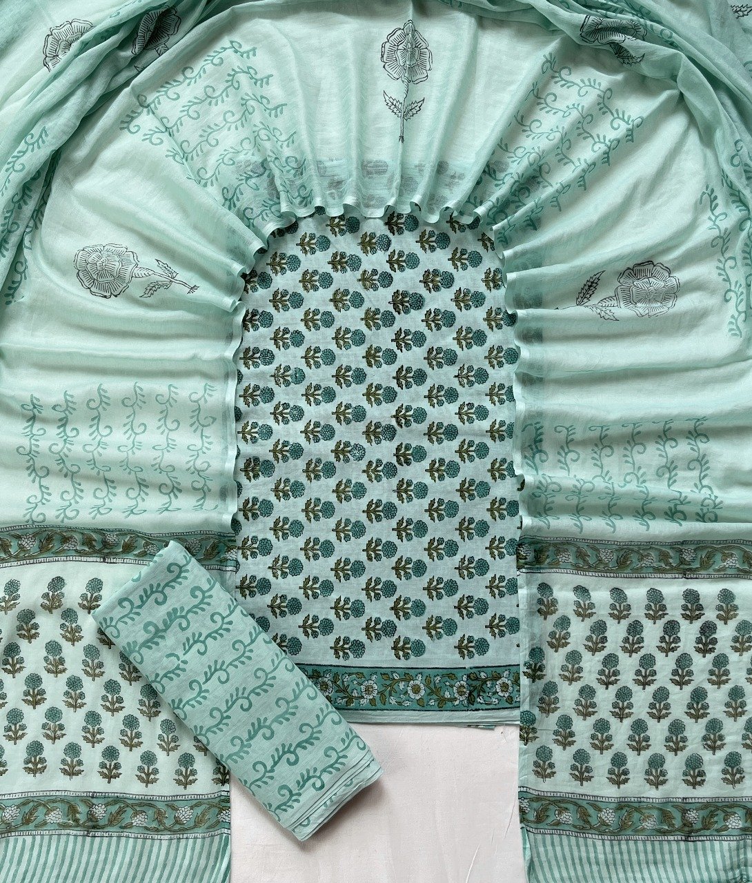 Cotton Dupatta Block Printed Suit