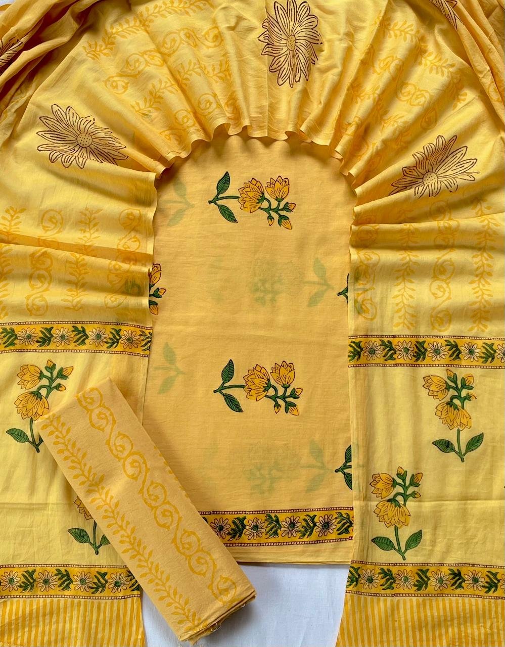 Cotton Dupatta Block Printed Suit