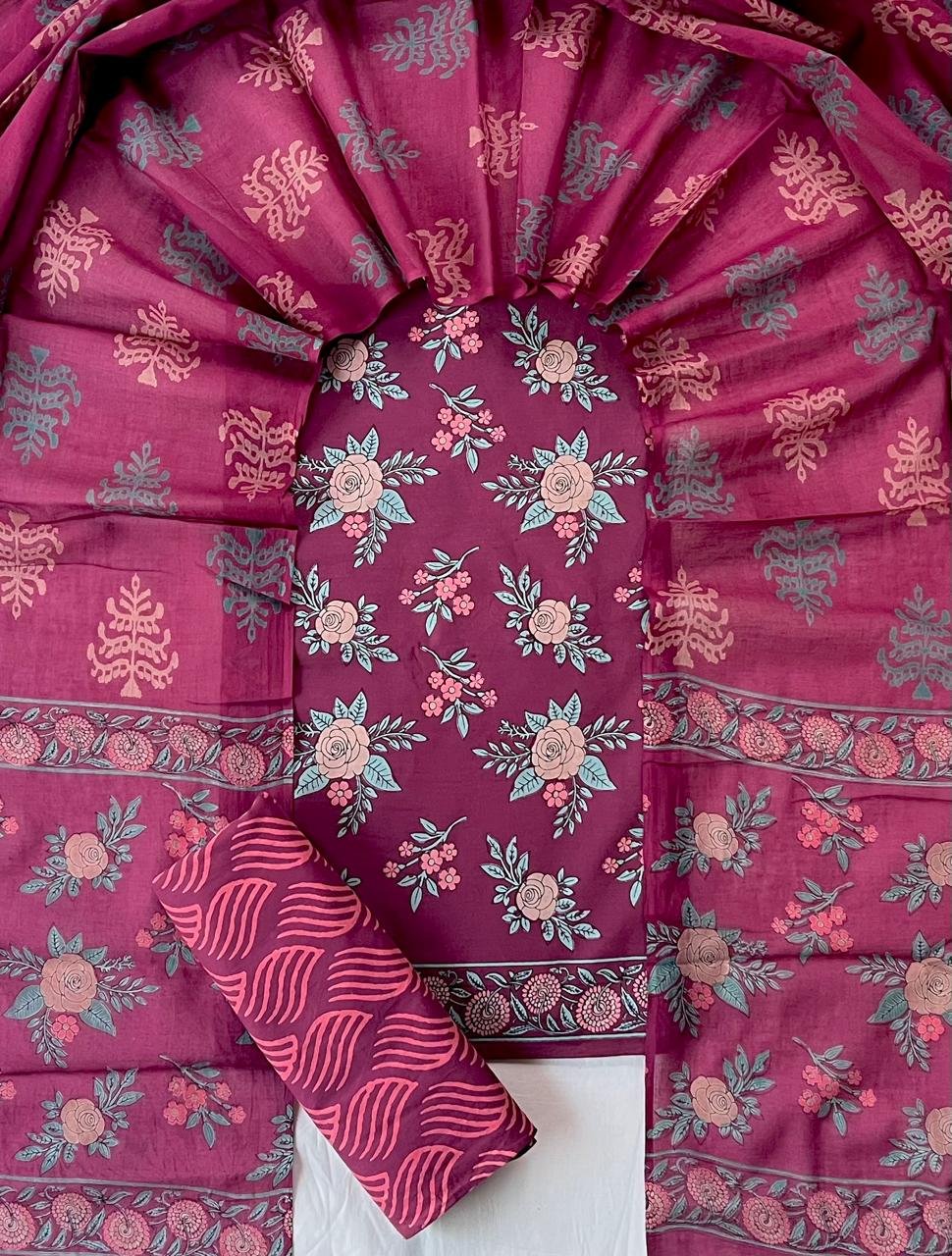 Cotton Dupatta Block Printed Suit