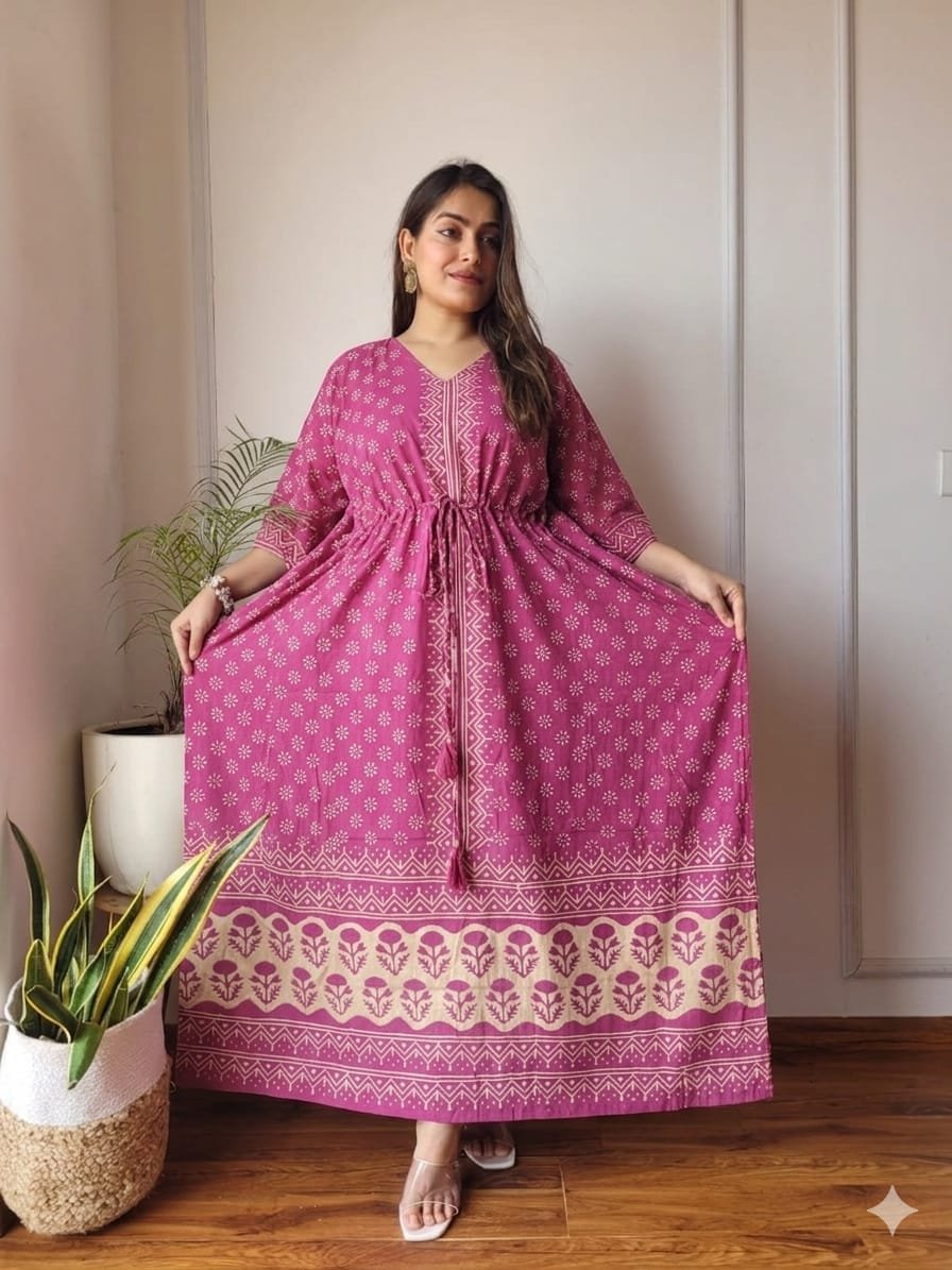 Cotton Printed Long Kaftan