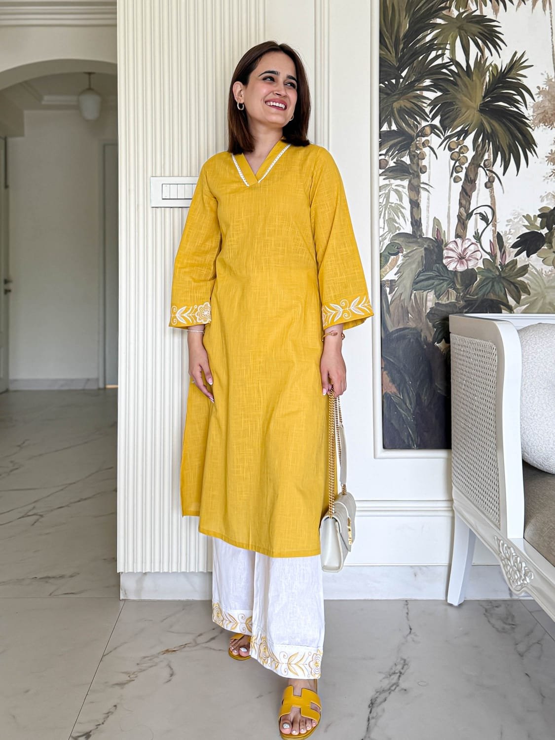 Cotton Embroidered Cord Set