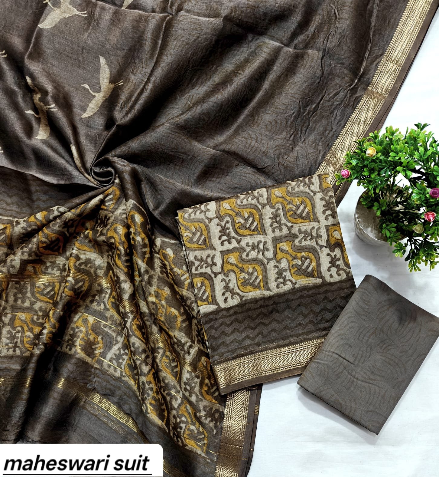Maheshwari Block Printed Suit