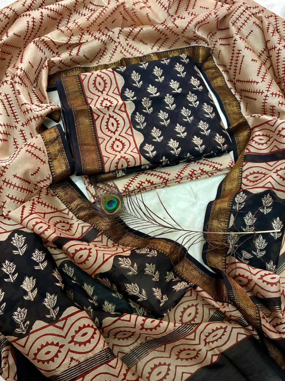 Maheshwari Block Printed Suit