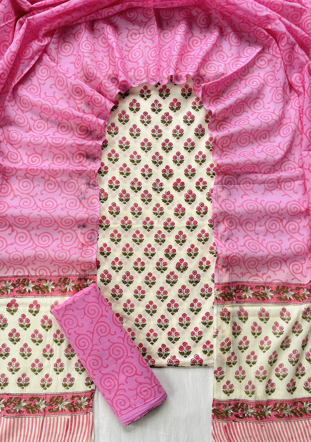 Cotton Dupatta Block Printed Suit