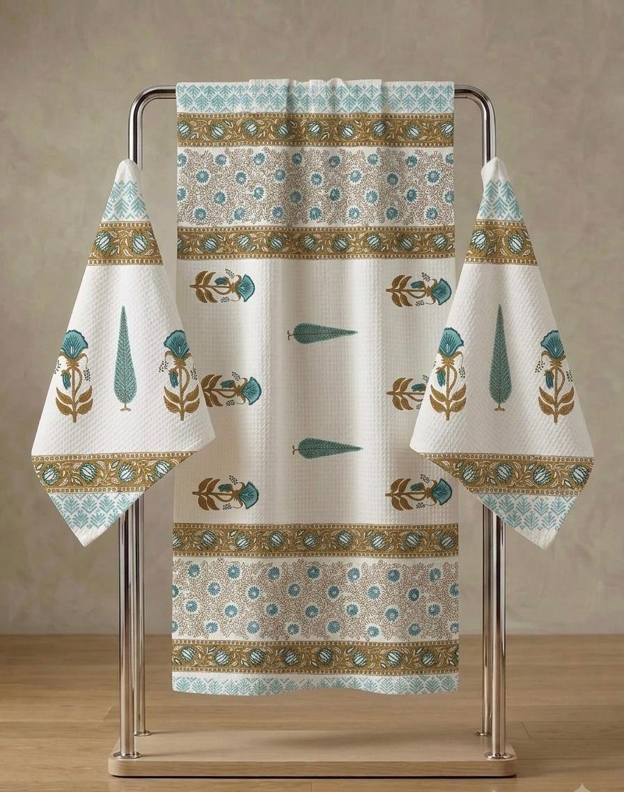 Cotton Printed Bath Towel Combo 3 Pcs