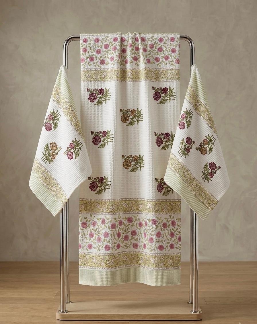 Cotton Printed Bath Towel Combo 3 Pcs